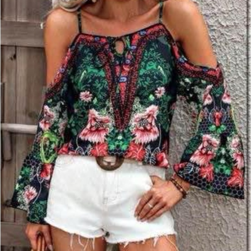 New - Women's Cold Shoulder Floral Top